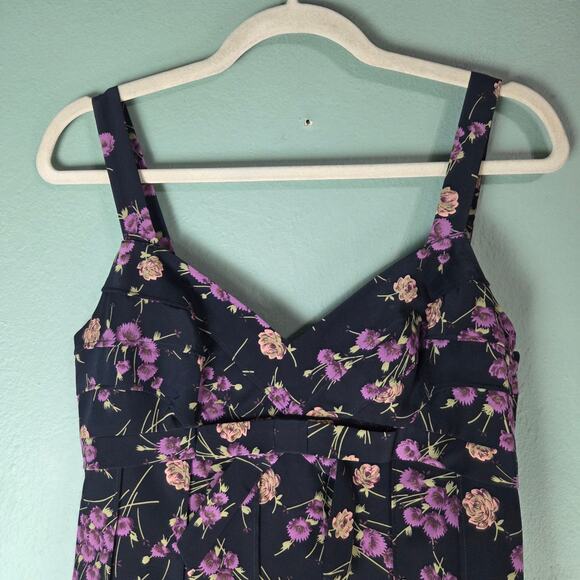 Vintage Y2K Betsey Johnson 8 Silk Cocktail Black Floral Purple Dress Coquette - Picture 6 of 7